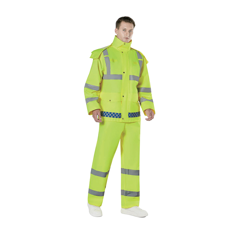 PVC -jacka regnrock med reflekterande linjer