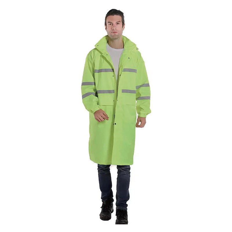 Regnrock i PVC Poncho med reflekterande linjer